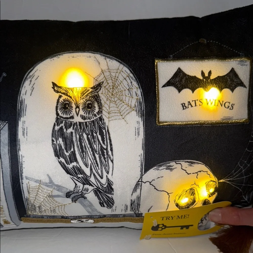 Unique Cynthia Rowley Curious Halloween Light Up Fortune Teller Skull Pillow